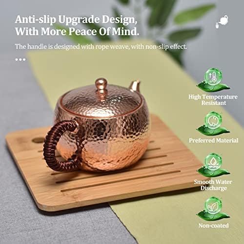 קומקום תה נחושת לחלק העליון, סיר תה נחושת מוצק קומקום קומקום תה עבה סיר תה נחושת חרוט