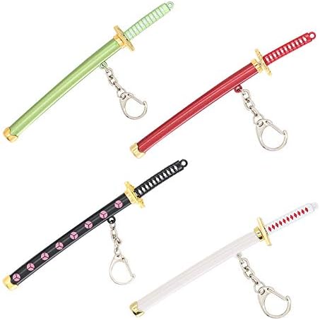 4 יחידות יפני חרב מחזיקי מפתחות יפני סכין חרב נשק מחזיק מפתחות מתכת דגם מחזיק מפתחות מתנה פעולה איור אמנויות