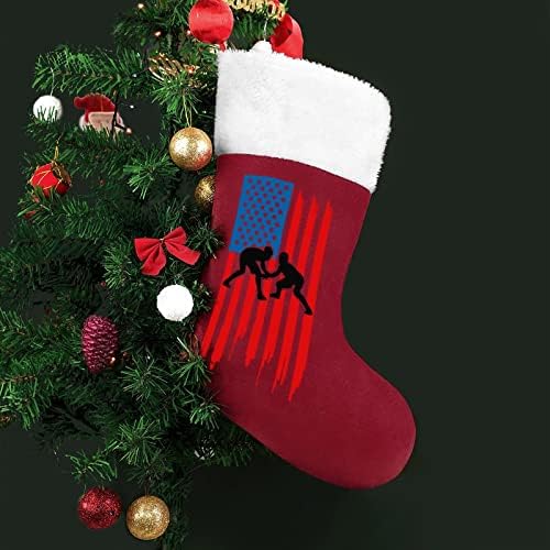 דגל אמריקאי אבקת חג המולד תלויים גרבי גרביים לעץ עץ חג המולד תפאורה ביתית