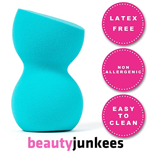 Beauty Beauty Junkees Blender Blender - ספוג בלנדר איפור פסלים כחול, ספוגי אבקת קרם נוזלים, ספוגי מיזוג, Make Up,