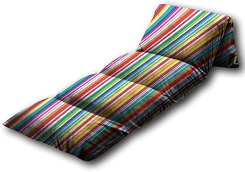 כרית רצפה לילדים פסים צבעוניים צבעוניים חלקה דפוס בהיר חלק מיטת רצפה מפוסתת פסים ， מחצלת שינה ניידת למשחקי קריאת