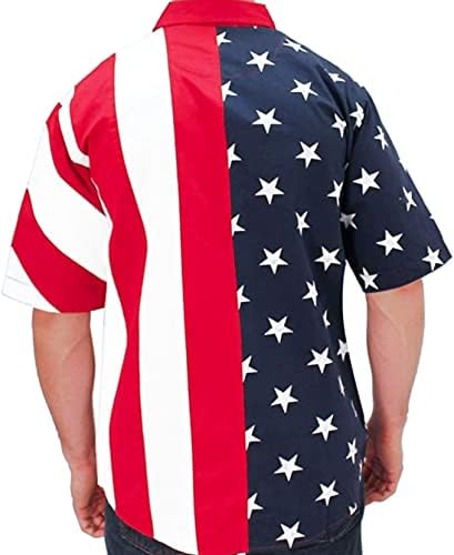 חצי כוכבי חצי כוכבים של חולצת דגל חולצת דגל אמריקאית - כפתור, אדום, לבן וכחול