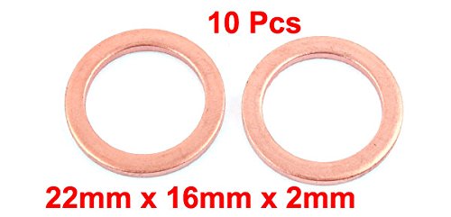 UXCell A16072700UX0586-DM טבעת שטוחה טבעת נחושת נחושת אטם אטם אטם, 22 ממ x 16 ממ x 2 ממ גודל