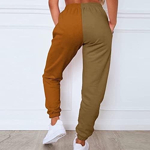 מכנסי Ozmmyan לנשים מכנסי טלאים מזדמנים מכתבי מותניים גבוהים עם מכנסיים ארוכים של מחוך מרובי כיסים פלוס