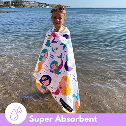 Eccosophy Microfiber Kids מגבות חוף וכיס 60 x30 מגבות רחצה לפעוטות - בנות ובנים - מגבות בריכה יבשות מהירות