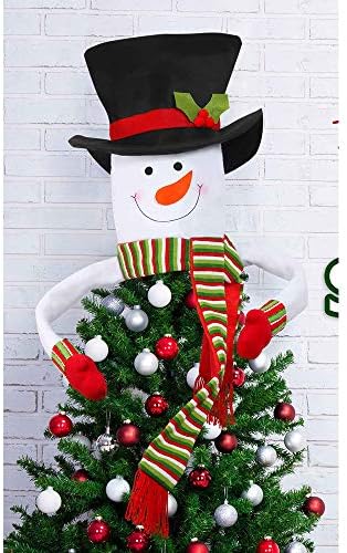 טופר עץ חג המולד של איש השלג של Deggod, עץ שלג חמוד של חג המולד של חג המולד עם חיבוק הצעיף לכובע