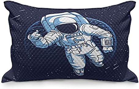 Ambesonne Astronaut Cullow Cutover, עיצוב מצויר של איש חלל בחלל החיצון הכוכב, כיסוי כרית מבטא קווין בגודל