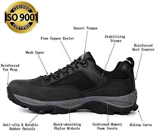 נעלי טיול עמיד למים CC-LOS לגברים נעלי עבודות לשון משובצות, גודל 7.5-14