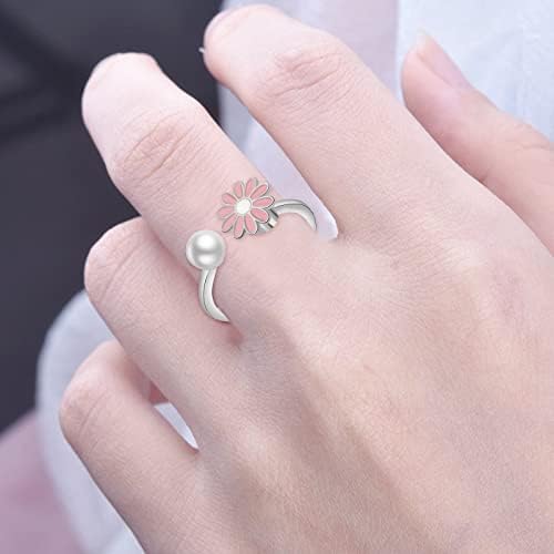 2023 טבעת חרדה מכסף סטרלינג חדשה לנשים טבעת זירקוניה מעוקבת מתכווננת להתייחסות לחרדה טבעת דרך הפה