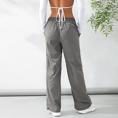 Roaonocomo נשים מותניים נמוכות מכנסי מטען מכנסי שרוך רחבים y2k מכנסיים רצים מזדמנים רץ זיעה היפ הופ טרנדי בגדי
