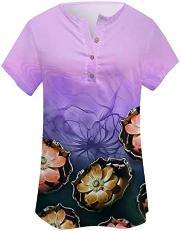 חולצות שרוול קצר לנשים, חולצות T מזדמנים לנשים צווארון צוואן טיז צדדי צמרות טוניקה בקיץ