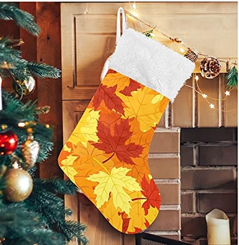 גרבי חג המולד של Alaza סתיו סתיו מייפל בהיר משאיר קישוטים קלאסיים בהתאמה אישית של גרביים גדולים לעיצוב