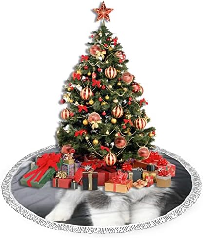 חצאית עץ חג המולד של כלב חמוד, מחצלת חצאית עץ חג המולד עם ציצית לעיצוב מסיבת חתונה לחג 48