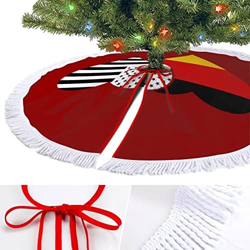 חצאית עץ חג המולד של דגל שחור גרמני ואמריקני חצאית עץ עגול עגול עגול עגול עגול עם קצה משולב לקישוטי