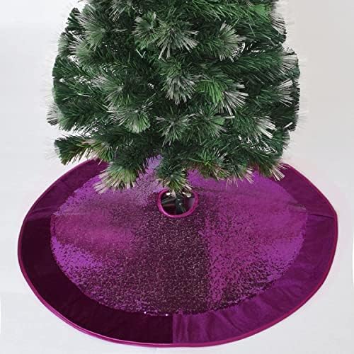 חצאית עץ משי בהיר סגול מסנוור סגול סגול חצאית עץ חג המולד עם קישוטים לחג המולד קטיפה סגול