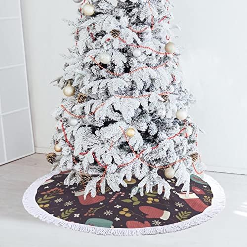 חצאית עץ Chirstmas מחצלת עץ חג המולד חג המולד עם קישוט הבית של מסיבת חג ציצית 30 × 30