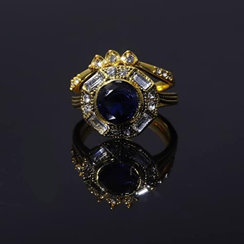 2023 חדש עוסק אבן אופנה זירקון לנשים טבעת כחול טבעת תכשיטי בהיר תכשיטי עגול טבעות העליות ומורדות בת טבעת