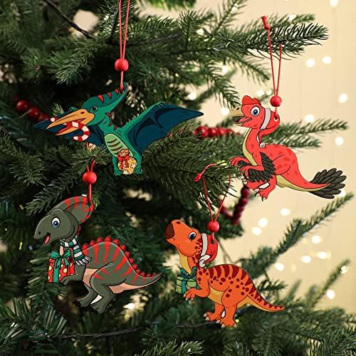 9 חלקים דינוזאור קישוטים לחג המולד מעץ T-Rex לעץ חג המולד קישוטי קישוטים לתלייה מתנות לילדים