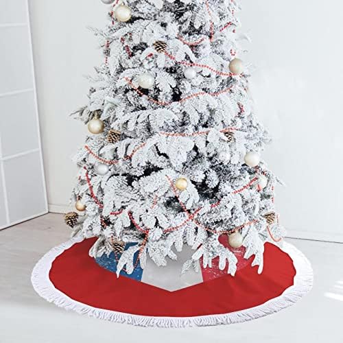 חצאית עץ חג המולד של צרפת לב רטרו לקישוטים למסיבות חג עם תחרה ציצית