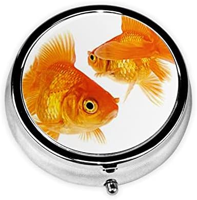 חמוד דג זהב עגול גלולת תיבה, מיני נייד תיבת הגלולה, מתאים גלולת ויטמין דגי שמן תוסף