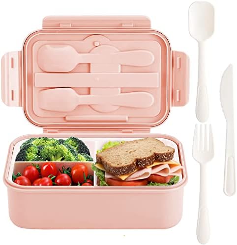 קופסת בנטו של טאקגאה לילדים ולמבוגרים, קופסת ארוחת צהריים 37oz מיכל אחסון מזון עם מזלג וכף, סכין, BPA בחינם,