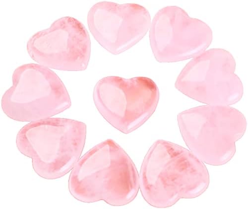 10 יחידות של 1 מקרה רוז קוורץ גבישי לב 0.8 סנטימטרים טבעי עלה אבן לב אהבה מגולף בתפזורת סיטונאי