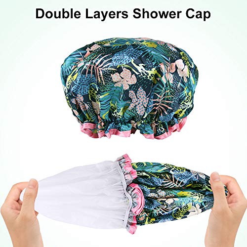 כובעי מקלחת, שכבה כפולה אטומה של מכסה אמבטיה אטום אטום מיועדת למקלחת, כובע שינה, איפור, טיפוח פנים