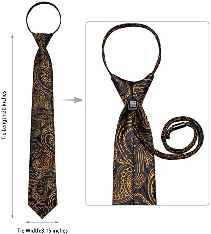עניבות רוכסן משי דיבאנגו לגברים, ארוג פייזלי / מוצק / משובץ עניבה קשורה וכיס חפתים מרובעים סט מתכוונן