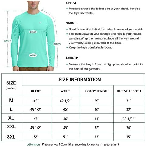 UPF של גברים 50+ שרוול ארוך חולצות שמש הגנה על UV מהיר חולצה קלה משקל קלה טיולים דיג שחייה שחייה