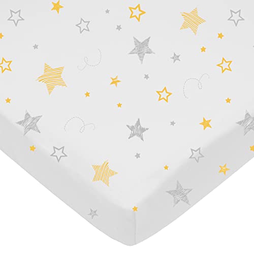 חברת התינוקות האמריקאית מודפסת ערך כותנה טבעי גופיה סרוג חבילה מצוידת n גיליון משחק פלייארד, כוכב צהוב