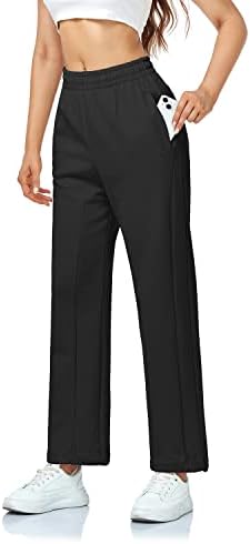 מכנסי טרנינג של Aidomaggie לנשים, רצועות נשים עם כיסים, נוחות רחבה מכנסיים מזדמנים של המותניים המותניים