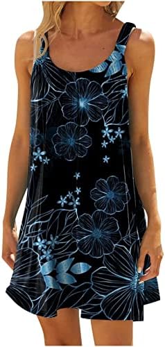 שמלת שותות ללא שרוולים של Gamivast לנשים שמלת הדפסת פרח קיץ מזדמנת שמלת טנק זורמת שמלת שמלת חוף שות