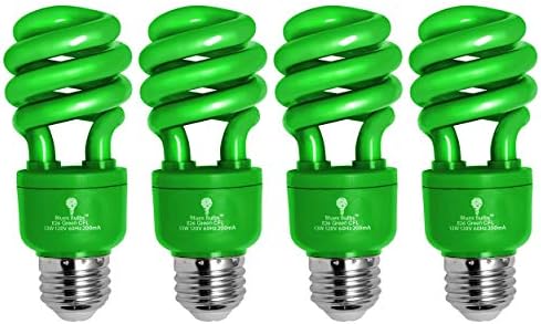 4 חבילה Bluex CFL נורה ירוקה נורה 13W - 50 וואט שווה ערך - E26 נורות החלפת ספירלה - תאורה דקורטיבית