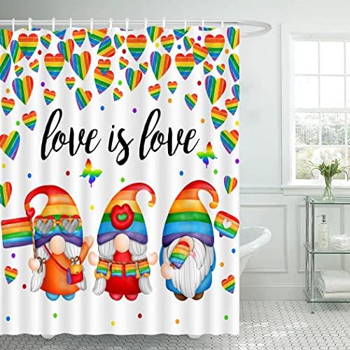 Cyrekud 72 x 72 גנומי גאווה וילון מקלחת LGBT אהבה מנצחת אהבה היא אהבה קשת סט אמבט