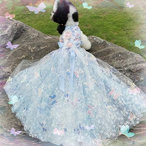 דייזי פרח קיץ חיות מחמד שמלת חתונה שמלת קיץ שמלת רב עלה פרח חצאית כלב חצאית לחיות מחמד חצאית כחול