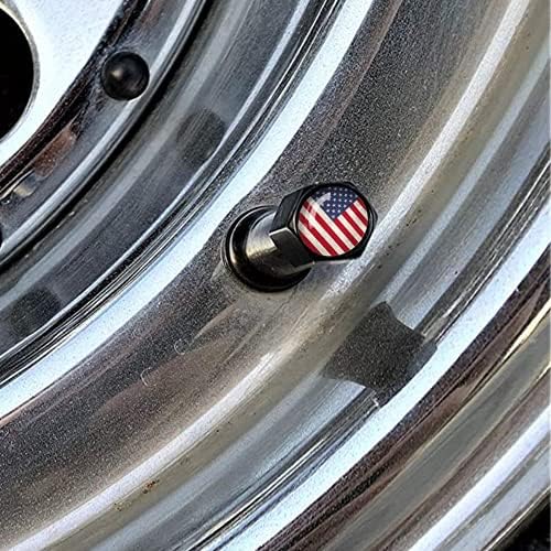 מכונית מתכת גלגל שסתום שסתום גזע 4 חבילות ארהב דגל אמריקאי דגל אמריקאי אלומיניום צמיג צמיג אוויר כובעים