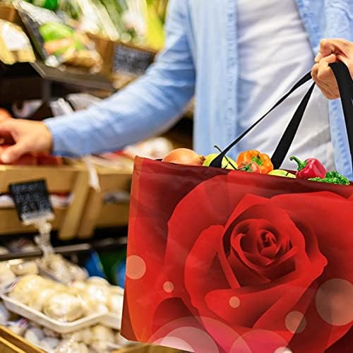 Lorvies תיקי מכולת לשימוש חוזר ורדים פנטזיה רחיצים מתקפלים פחי אחסון גדולים סל קניות סל קניות