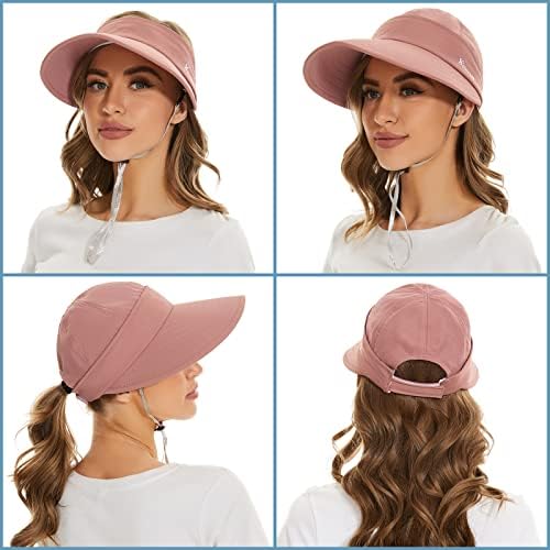 Century Star Womens Sun Hat 2 ב 1 Zip-Off רחב שוליים הגנה על UV כובע חוף לנשים כובעי גולף ארוזים
