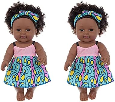 אני 6443ז שחור אפריקאי שחור תינוק חמוד מתולתל שחור 12 אינץ ויניל תינוק צעצוע