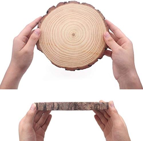 לוחות עץ אורן טבעי לא מטופלים בקוטר 5-6 אינץ 'על 3/5 עבה גדול 4 חתיכות פרוסות עץ מלא לחתונות, סידורי שולחן,