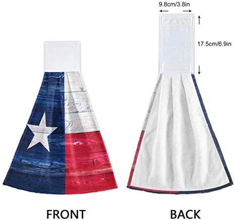 Oarencol דגל אמריקאי המדינה טקסס טקסס מטבח מגבת יד סופגת מגבות עניבה תלויות עם לולאה לחדר אמבטיה