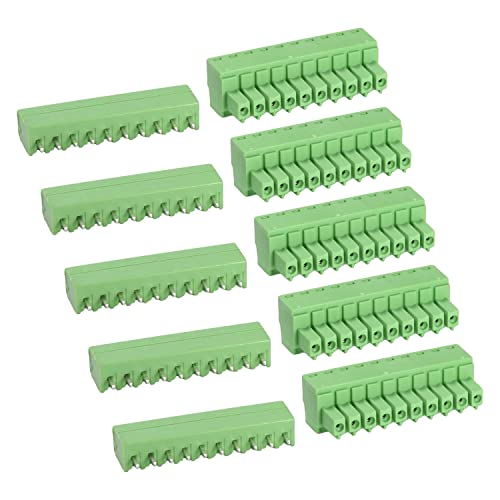 יוביליך 5 זוגות 3.81 ממ המגרש 10 עמ חיבור מסוף בלוק מחבר זכר ונקבה עבור מעגלים מודפסים פלסטיק ירוק