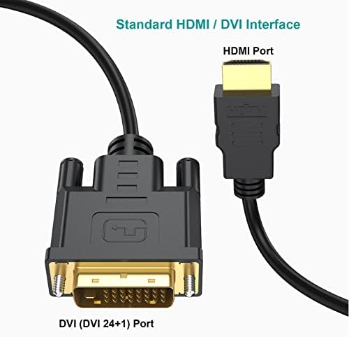 HDMI ל- DVI כבל 5-חבילה, 6.6 רגל DVI-D דו-כיווני ל- HDMI זכר לזכר מהירות גבוהה מתאם תמיכה בכבלים