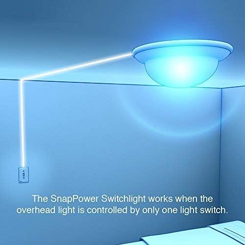 Snappower 2 מתג אריזה - אור LED Light Light - עבור מתגי תאורה בודדים - צלחת מתג תאורה עם אורות