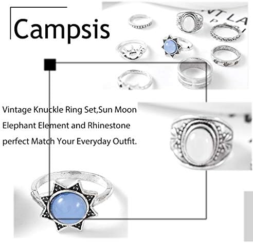 טבעות וינטג 'של קמפסה טבעות אופל הגדרת טבעת כסף משותפת אצבעות אצבעות אביזרי אצבעות יד לנשים ונערות