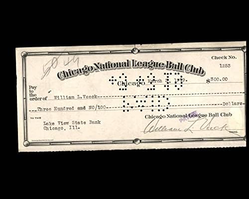 ויליאם ויק חתם על אקס 2 שיקגו קאבס צ ' ק 3-3-1919 חתימה-חתימות חיתוך של ליגת הבייסבול