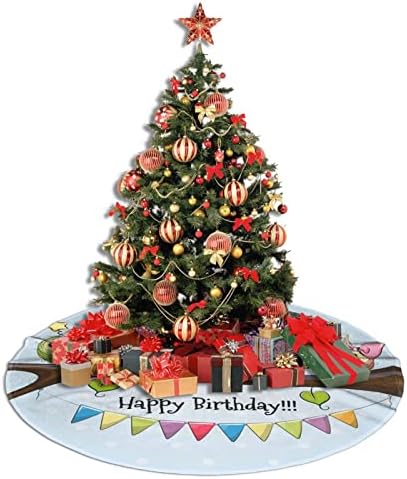 חצאית עץ חג המולד ליום הולדת למסיבות חג חג המולד עיצוב מחצלת עץ גדול, קישוטים ינשופים ליום