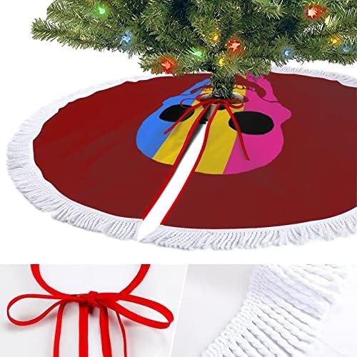 דגל פנסקסואלי SKUL עץ חג המולד מחצלת מחצלת עץ עץ עץ עץ עם גדילים לקישוט חג המולד של מסיבת חג 48 x48