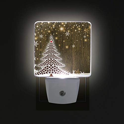 סט נאנלה של 2 פולי קפה עץ חג המולד עם כוכב פתית שלג נוצץ על גראנג ' עיצוב עץ חום אפור חיישן אוטומטי