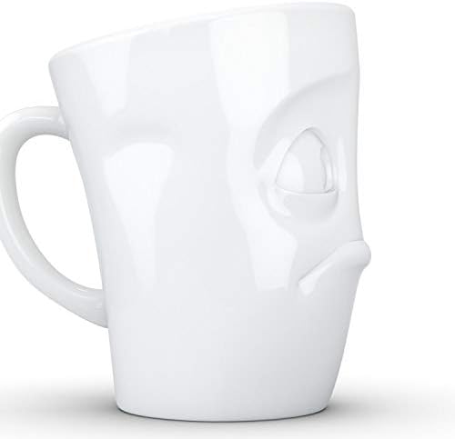 מוצרי FiftyEight ספל חרסינה טאסן עם ידית, מהדורת פנים מבולבלת, 11 גרם. כוס קפה לבן